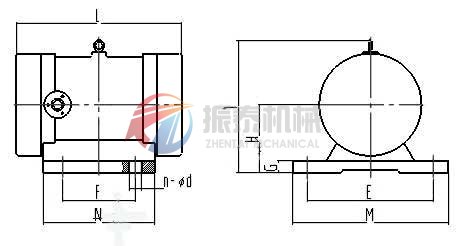 YZU系列振動(dòng)電機(jī)安裝尺寸示意圖